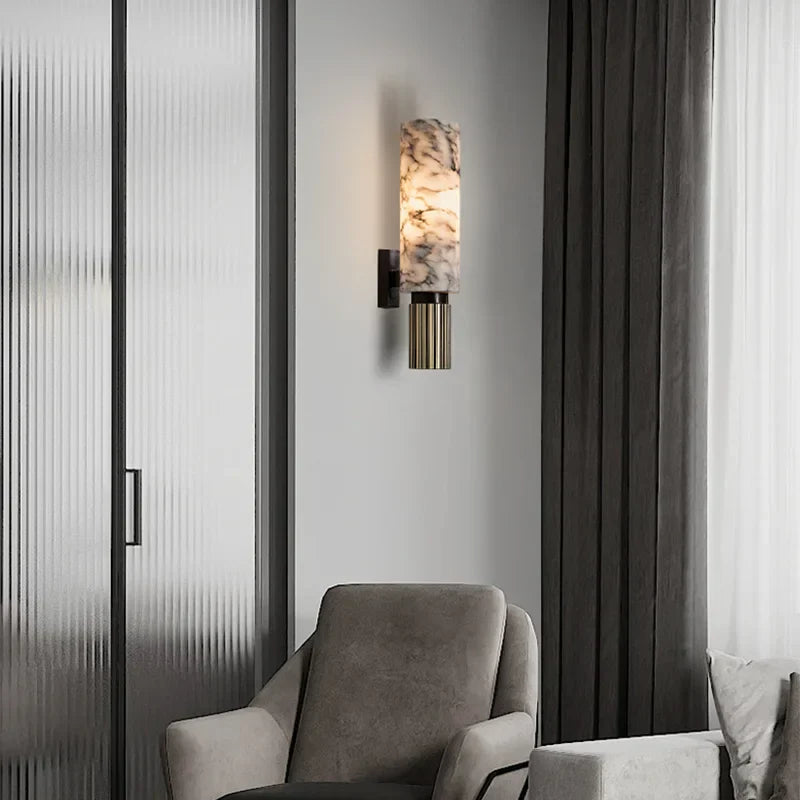 LuxeGlow Marble Wall Light | Contemporary Designer Lamp for Living Room & Hallway Ambience