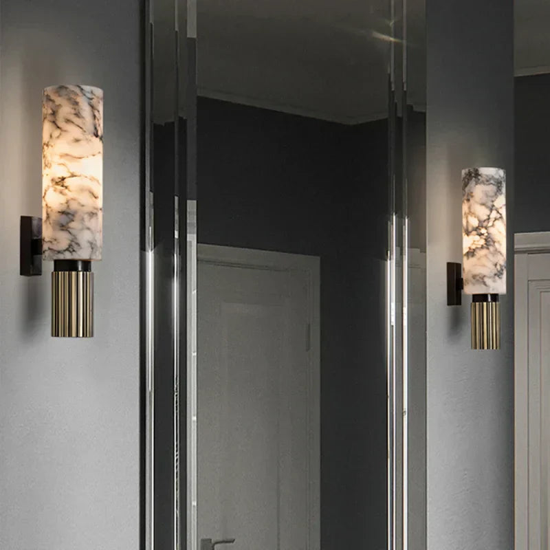 LuxeGlow Marble Wall Light | Contemporary Designer Lamp for Living Room & Hallway Ambience