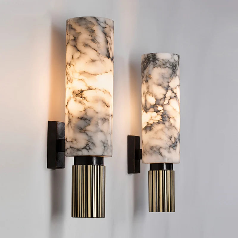 LuxeGlow Marble Wall Light | Contemporary Designer Lamp for Living Room & Hallway Ambience