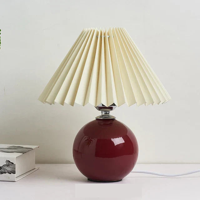 Luminous Heritage: Vintage Table Lamp with Pleated Shade – Elegant Antique Retro Nightstand Lighting Solutions