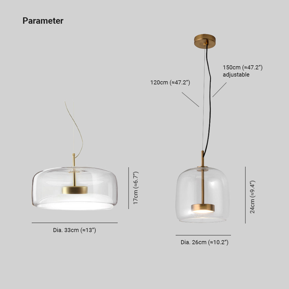 AmberGlow - Retro LED Pendant Ceiling Lights with Gold Metal and Glass